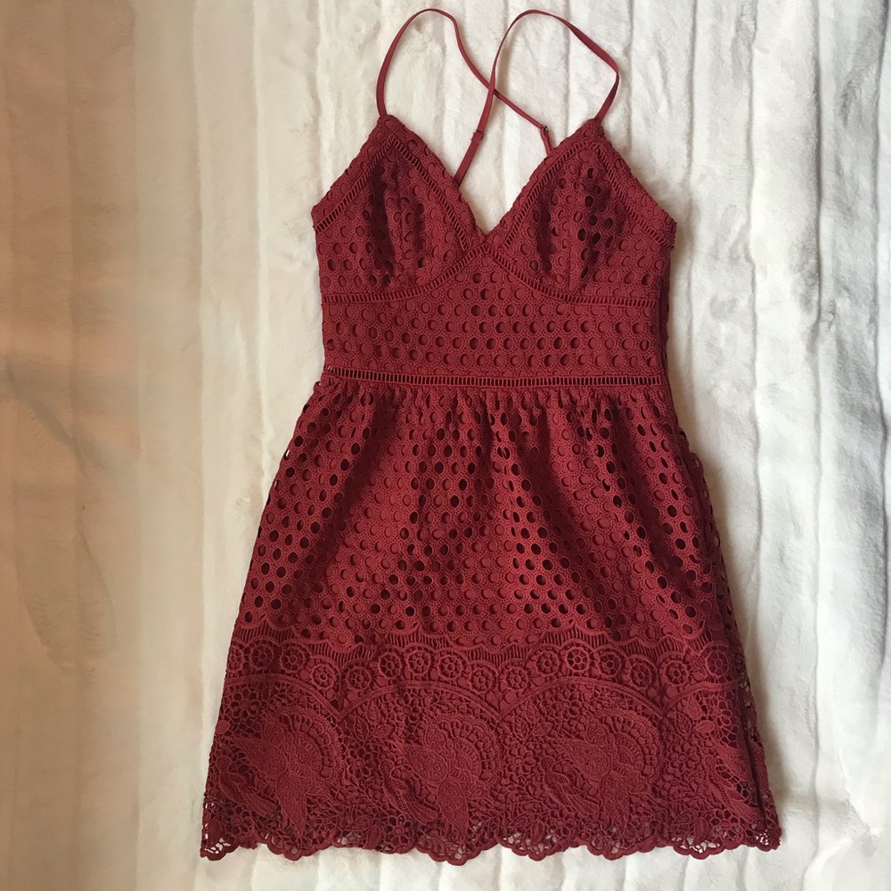 A&F Rust Red Lace Dress - Picture 3 of 9